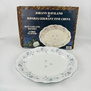 Johann Haviland Blue Garland Large Platter Bavaria Germany Fine China with Box
